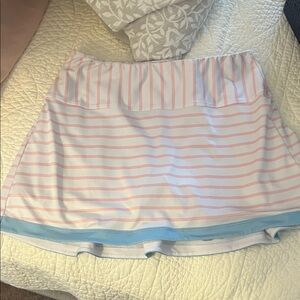 Chic Pink and Blue Striped Mini Skirt